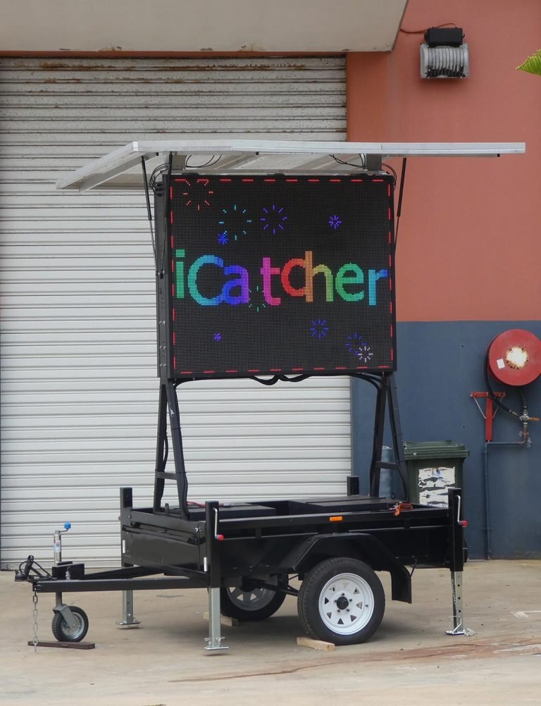 LED sign board showing iCatcher on display