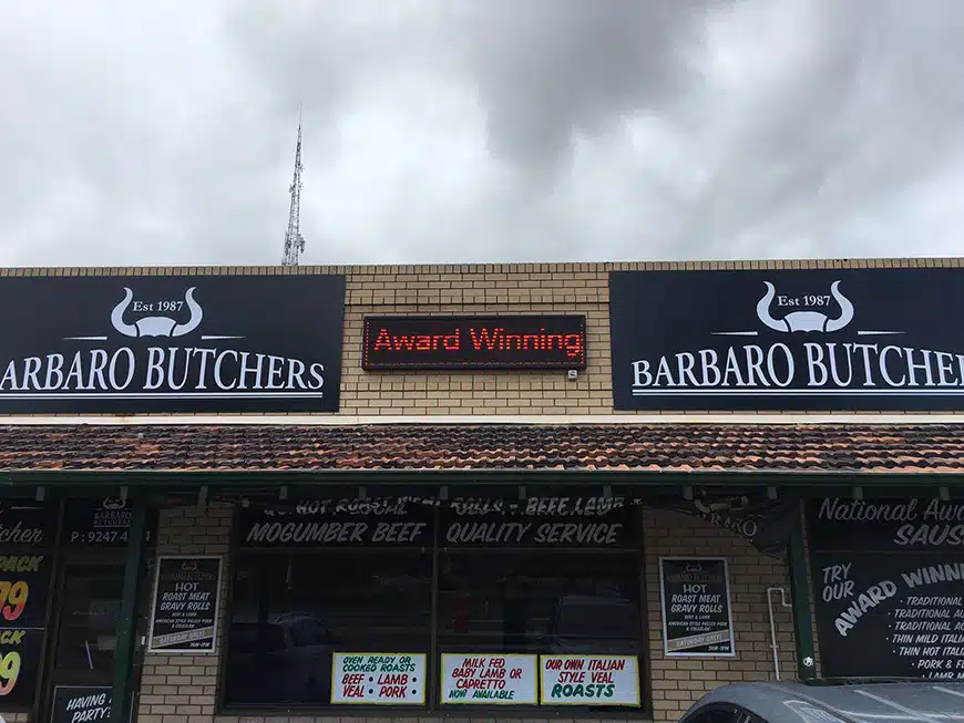 Barbaro shop banner and LED sign designed by iCatcher