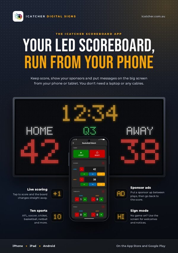 iCatcher Scoreboard App brochure cover