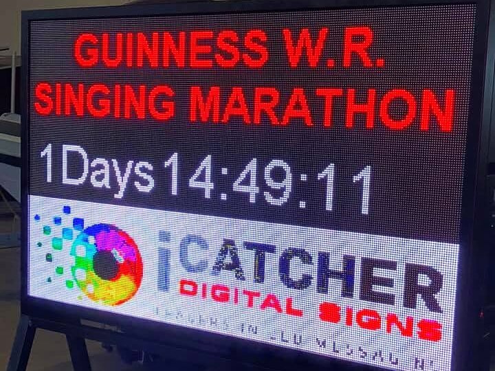 LED countdown sign for a Guinness World Record singing marathon